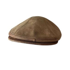 Classic Brown Leather Flat Cap
